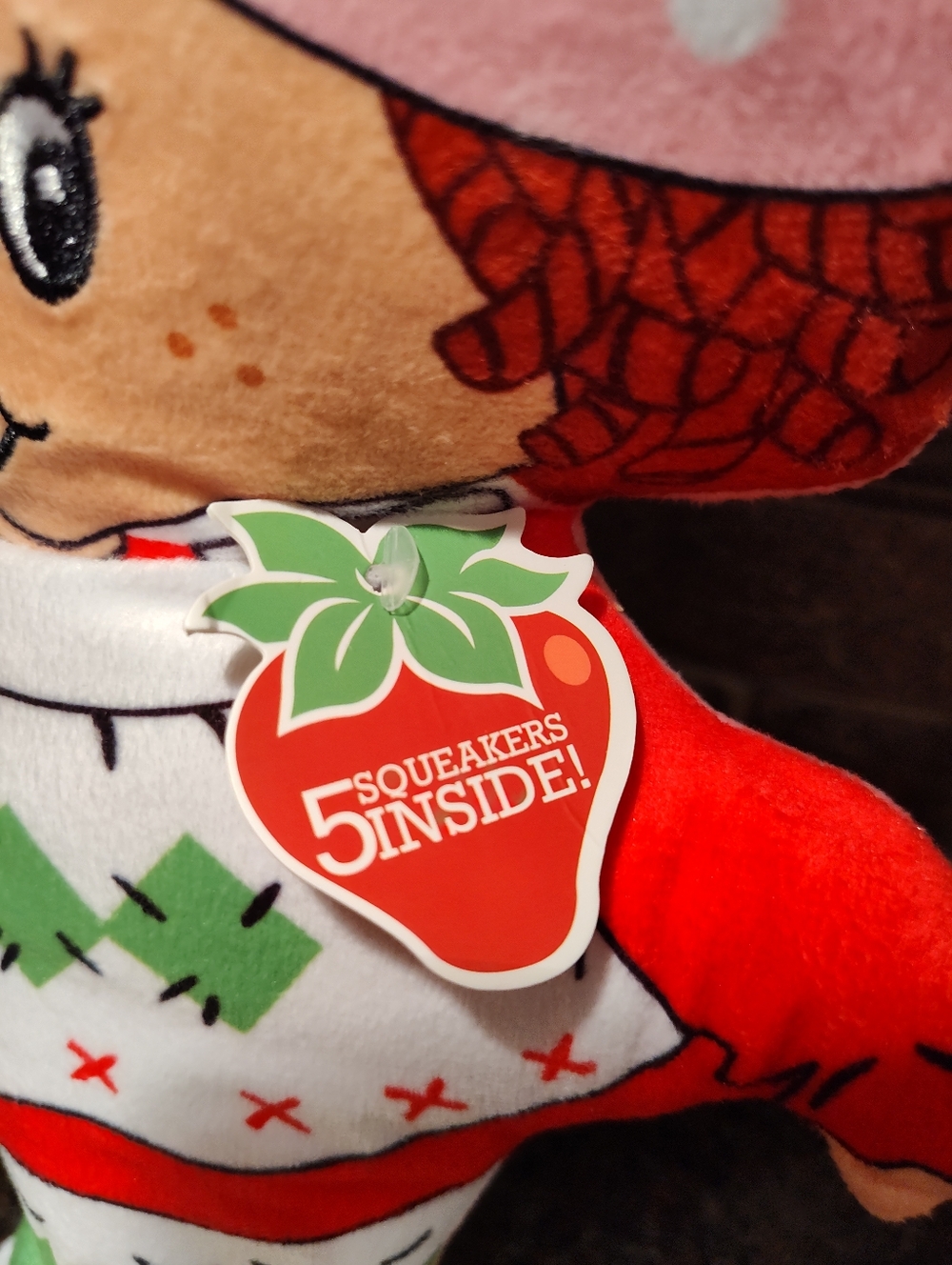 Strawberry Shortcake Plush Crinkle and Squeak Dog Toy - Picture 3 of 5